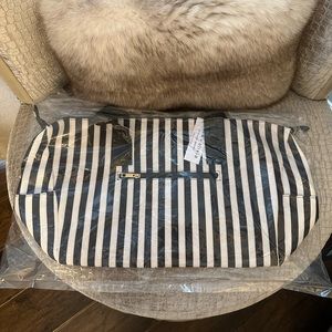 Alice and Olivia striped duffle bag